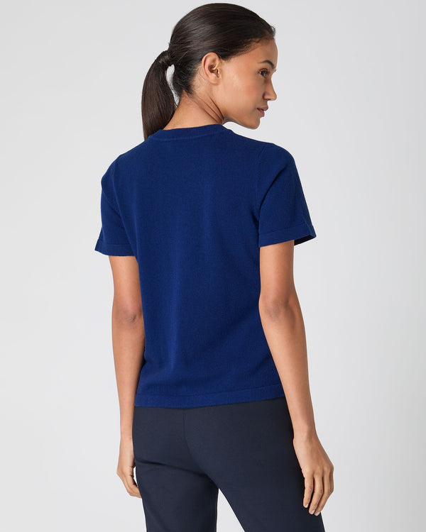 N.Peal Women's Lottie Cashmere T-Shirt French Blue