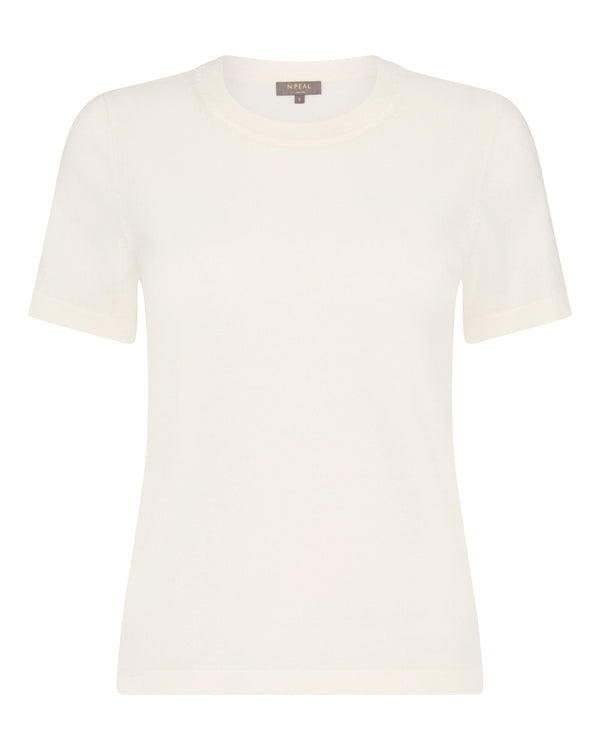 N.Peal Women's Lottie Cashmere T-Shirt New Ivory White
