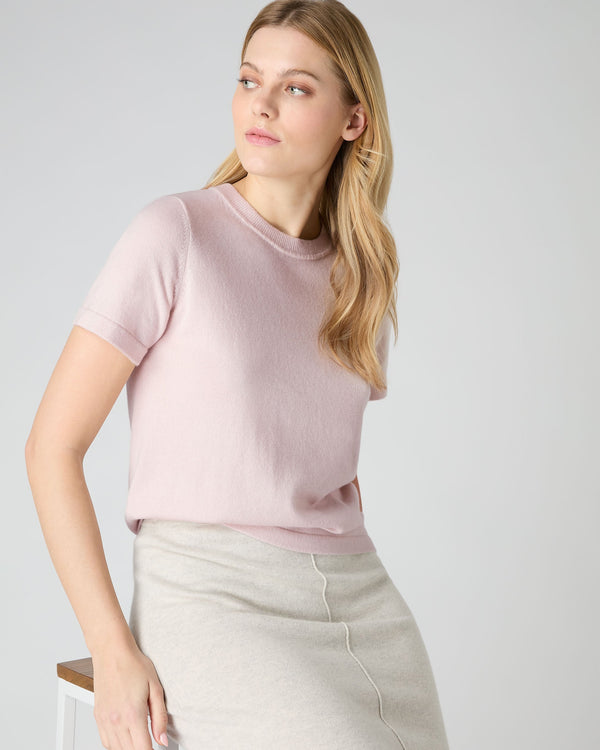 N.Peal Women's Lottie Cashmere T-Shirt Quartz Pink