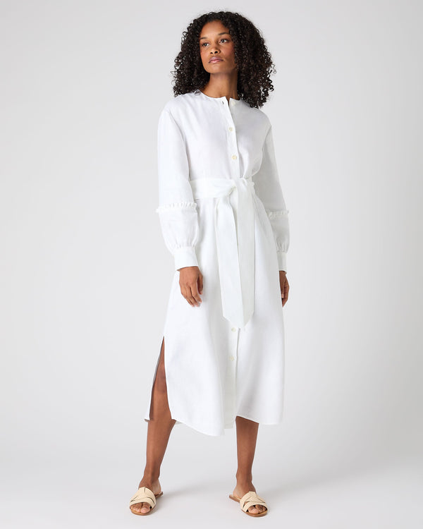 N.Peal Women's Willow Linen Dress White