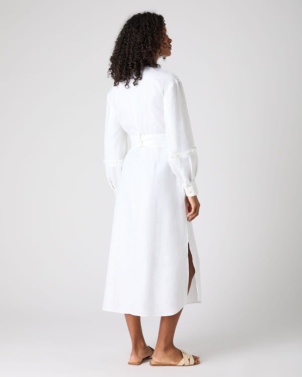 N.Peal Women's Willow Linen Dress White