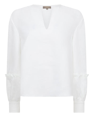 N.Peal Women's Sienna Linen Top White