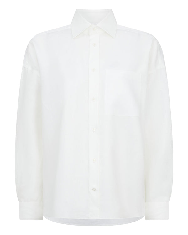 N.Peal Women's Relaxed Linen Shirt White