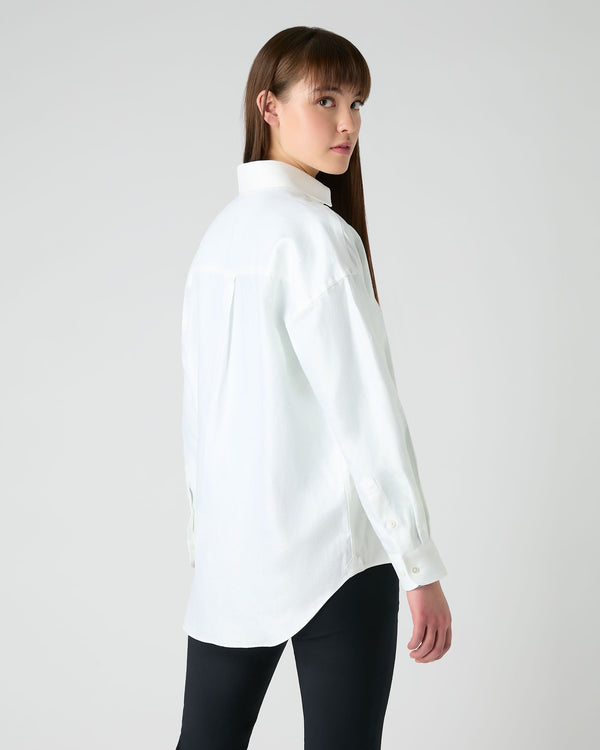 N.Peal Women's Relaxed Linen Shirt White