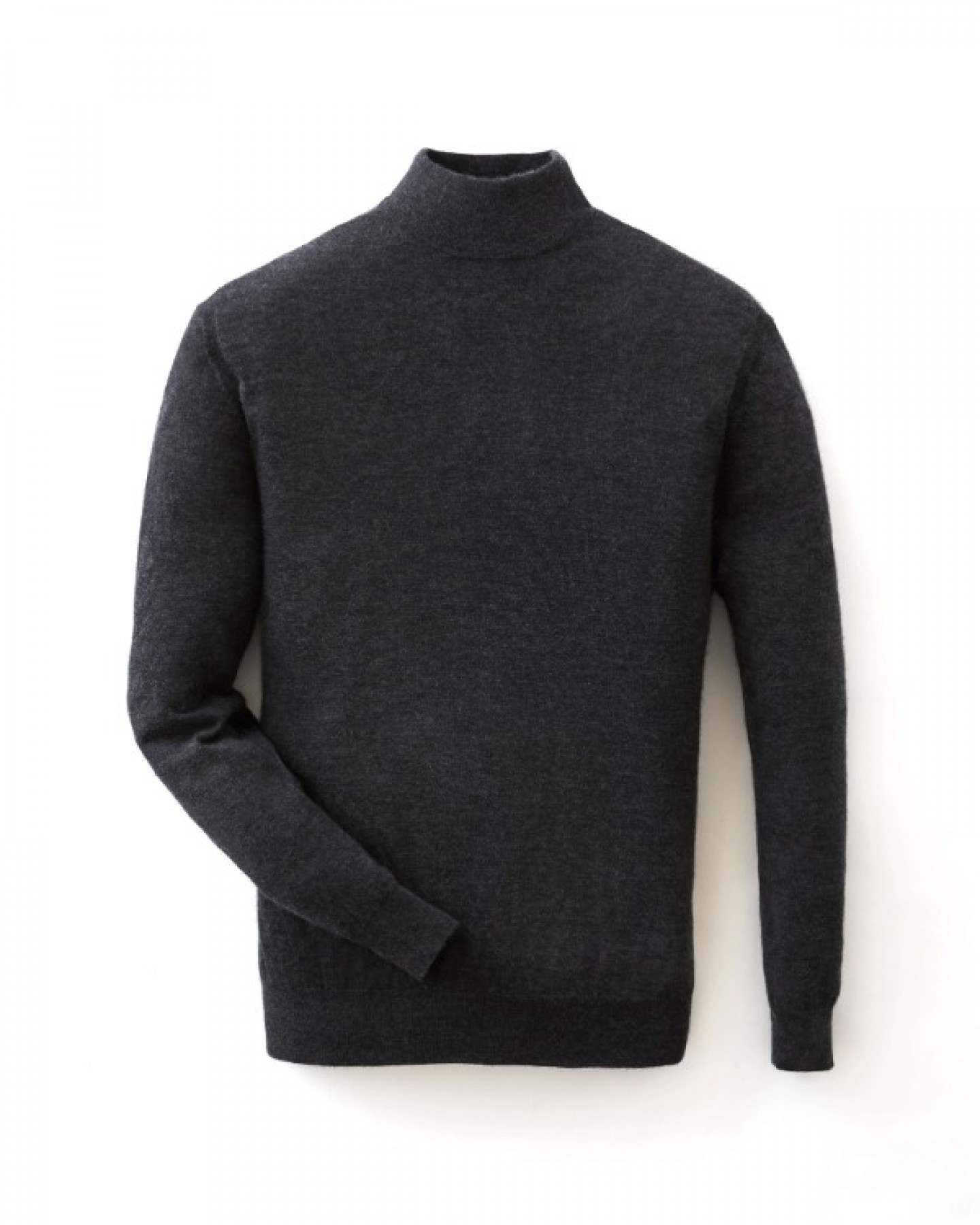 007 Fine Gauge Cashmere Mock Turtle Neck Jumper Dark Charcoal Grey N.Peal