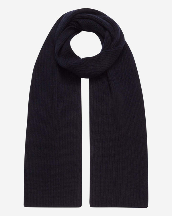 N.Peal Unisex Ribbed Cashmere Scarf Navy Blue